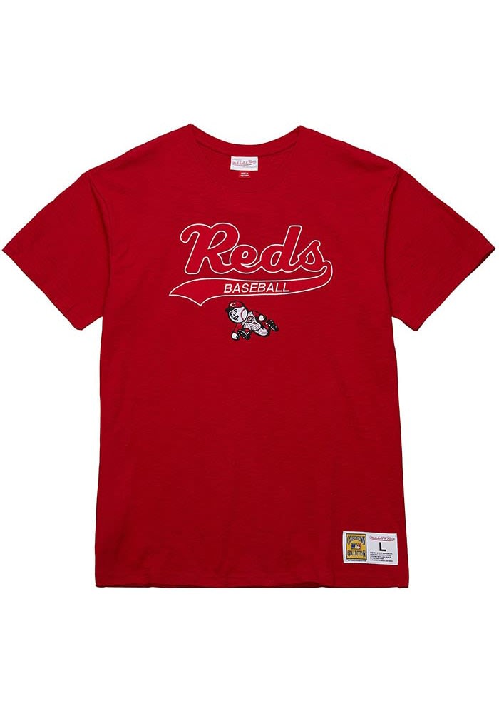 【house on the hill】S/S Tee (Red Check) Mitchell and Ness Cincinnati Reds Red Legendary Slub Design