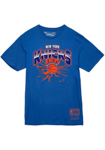 Mitchell and Ness New York Knicks Blue EARTHQUAKE Short Sleeve T Shirt