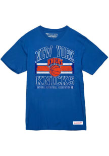 Mitchell and Ness New York Knicks Blue LOGO LOCKUP Short Sleeve T Shirt