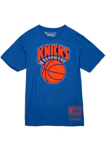 Mitchell and Ness New York Knicks Blue BASIC LOGO 2 Short Sleeve T Shirt