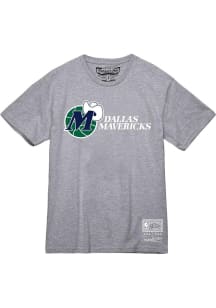 Mitchell and Ness Dallas Mavericks Grey MVP Wordmark Retro Logo Short Sleeve T Shirt