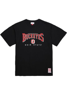 Ohio State Buckeyes Black Mitchell and Ness Bowtie Drop Shadow Short Sleeve T Shirt