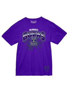 Mitchell and Ness Milwaukee Bucks Purple Earthquake Short Sleeve T Shirt
