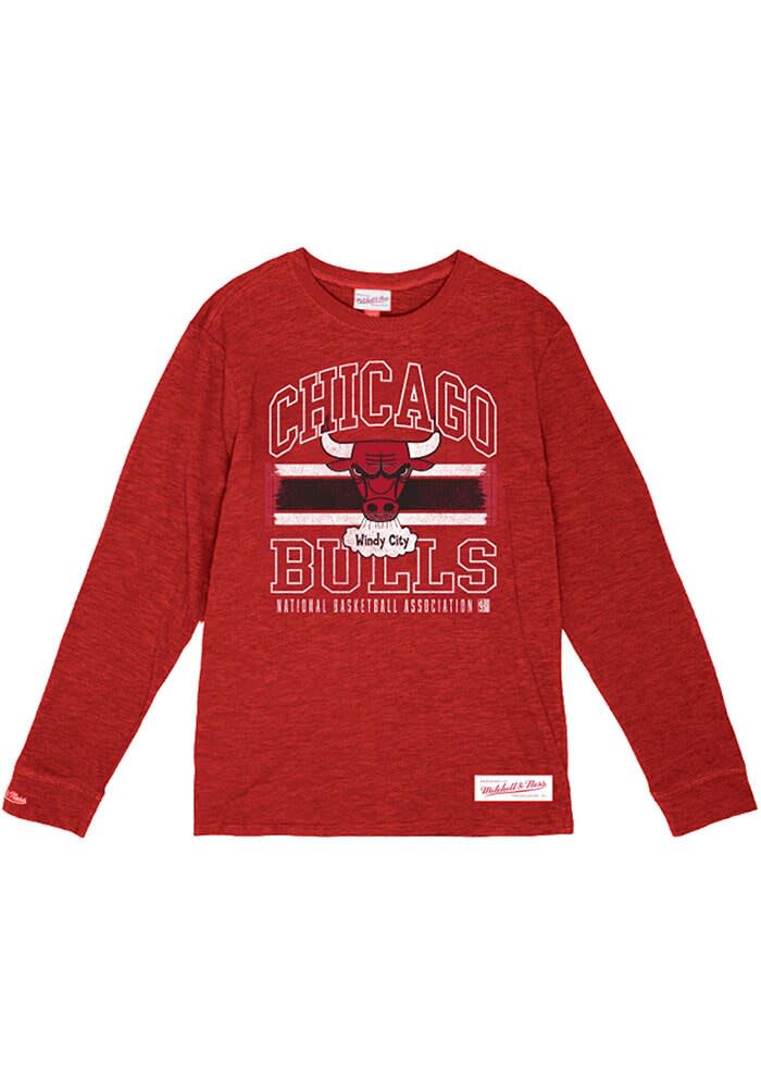 Mitchell and Ness Chicago Bulls Red Logo Lockup Long Sleeve
