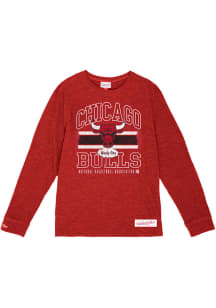 Mitchell and Ness Chicago Bulls Red Logo Lockup Long Sleeve T Shirt