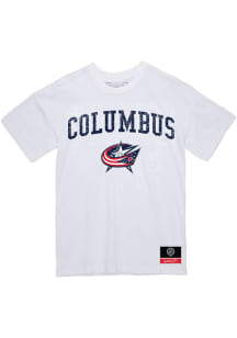 Mitchell and Ness Columbus Blue Jackets White City Pride Short Sleeve T Shirt
