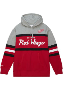 Mitchell and Ness Detroit Red Wings Mens Red Head Coach Fashion Hood