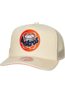 Mitchell and Ness Houston Astros Evergreen Trucker Adjustable Hat - Ivory