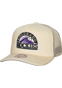 Mitchell and Ness Colorado Rockies Evergreen Trucker Adjustable Hat - Ivory