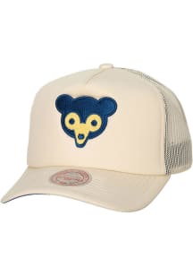 Mitchell and Ness Chicago Cubs Evergreen Trucker Adjustable Hat - Ivory