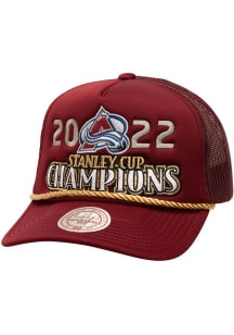 Mitchell and Ness Colorado Avalanche Golden Champs Rope Trucker Adjustable Hat - Maroon