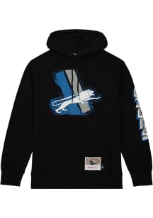 Mitchell and Ness Detroit Lions Mens Black Big Face Fashion Hood