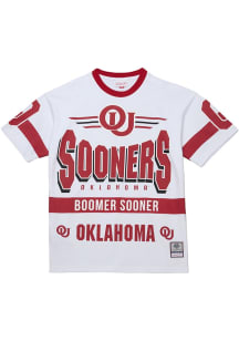 Mitchell and Ness Oklahoma Sooners White Premium Vintage Logo Short Sleeve Fashion T Shirt