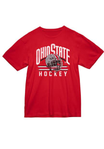 Mitchell and Ness Ohio State Buckeyes Red Hockey Short Sleeve T Shirt