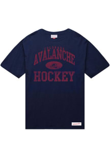 Mitchell and Ness Colorado Avalanche Navy Blue Powerplay Short Sleeve Fashion T Shirt