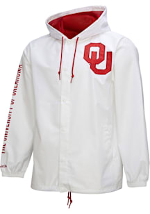 Mitchell and Ness Oklahoma Sooners Mens White Current Logo Coach Light Weight Jacket