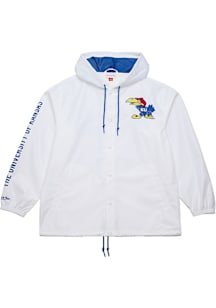 Mitchell and Ness Kansas Jayhawks Mens White Current Logo Coach Light Weight Jacket
