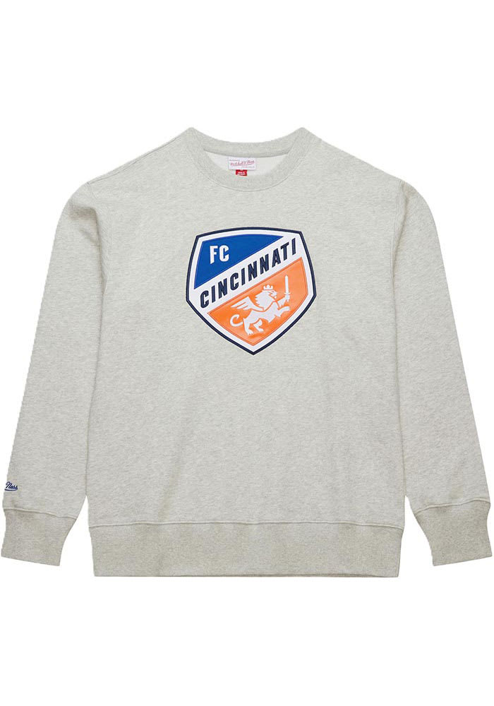 Mitchell and Ness FC Cincinnati Mens Grey PLAYOFF WIN 2.0 Long Sleeve Fashion Sweatshirt