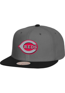 Mitchell and Ness Cincinnati Reds Grey Storm Front Mens Snapback Hat