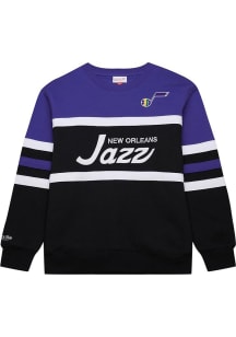 Mitchell and Ness New Orleans Pelicans Mens Black Head Coach Long Sleeve Fashion Sweatshirt
