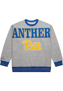 Mens Pitt Panthers Grey Mitchell and Ness Full Field Fashion Sweatshirt