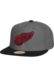 Mitchell and Ness Detroit Red Wings Grey Storm Front Mens Snapback Hat