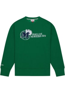 Mitchell and Ness Dallas Mavericks Mens Kelly Green Playoff Win Long Sleeve Fashion Sweatshirt