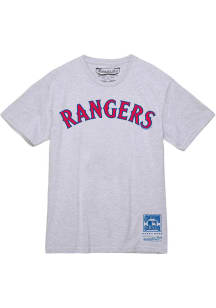 Mitchell and Ness Texas Rangers Grey Wordmark Short Sleeve T Shirt