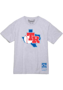 Mitchell and Ness Texas Rangers Grey Logo Short Sleeve T Shirt