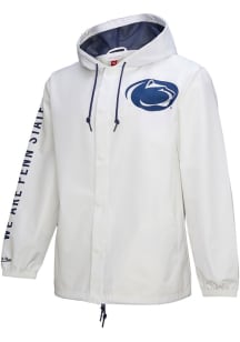 Mens Penn State Nittany Lions White Mitchell and Ness Current Logo Coach Light Weight Jacket