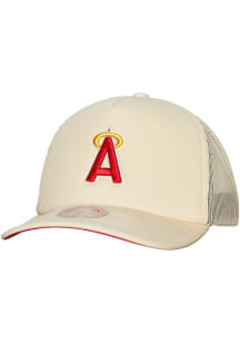 Mitchell and Ness Los Angeles Angels Ivory Evergreen Trucker Mens Snapback Hat