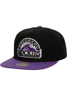 Mitchell and Ness Colorado Rockies Black Evergreen Coop Mens Snapback Hat