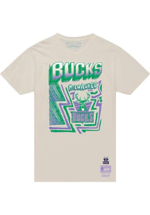 Mitchell and Ness Milwaukee Bucks White Sidewalk Short Sleeve T Shirt