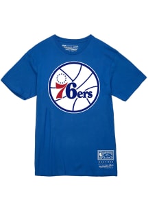 Mitchell and Ness Philadelphia 76ers Blue Retro Logo Short Sleeve T Shirt