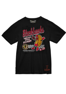 Mitchell and Ness Chicago Blackhawks Black Chicago Hot Dog Short Sleeve T Shirt