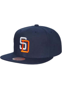 Mitchell and Ness San Diego Padres Navy Blue Evergreen Coop Mens Snapback Hat