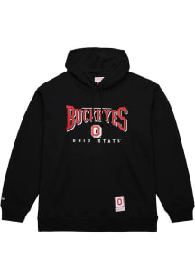 Mens Ohio State Buckeyes Black Mitchell and Ness Bowtie Drop Shadow Hooded Sweatshirt