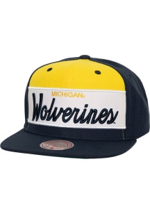 Mitchell and Ness Michigan Wolverines Navy Blue Retro Sport Mens Snapback Hat
