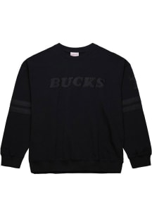 Mitchell and Ness Milwaukee Bucks Mens Black Satin Stripes Long Sleeve Fashion Sweatshirt