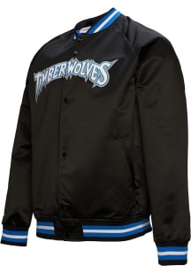 Mitchell and Ness Minnesota Timberwolves Mens Black Team Logo Light Weight Jacket