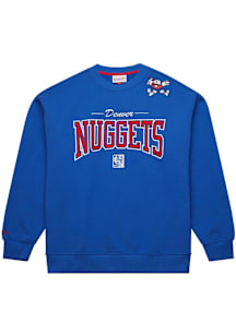 Mitchell and Ness Denver Nuggets Mens Blue There and Back Long Sleeve Fashion Sweatshirt