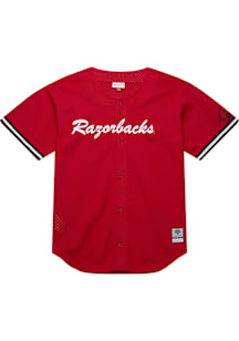 Mitchell and Ness Arkansas Razorbacks Mens Crimson On The Clock Baseball Jersey