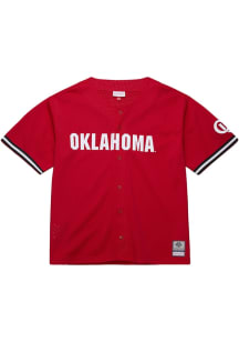 Mitchell and Ness Oklahoma Sooners Mens Crimson On The Clock Baseball Jersey
