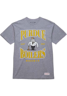 Purdue Boilermakers Grey Mitchell and Ness Throw It Back Short Sleeve Fashion T Shirt