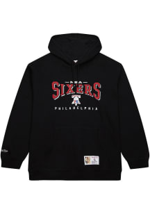 Mitchell and Ness Philadelphia 76ers Mens Black Block Arch Long Sleeve Hoodie