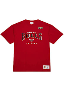 Mitchell and Ness Chicago Bulls Red Block Arch Short Sleeve T Shirt