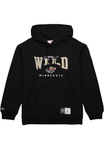 Mitchell and Ness Minnesota Wild Mens Black Block Arch Long Sleeve Hoodie