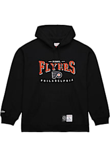Mitchell and Ness Philadelphia Flyers Mens Black Block Arch Long Sleeve Hoodie