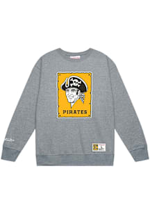 Mitchell and Ness Pittsburgh Pirates Mens Grey City Name Long Sleeve Crew Sweatshirt