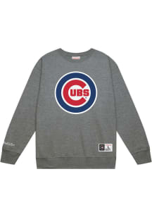 Mitchell and Ness Chicago Cubs Mens Grey City Name Long Sleeve Crew Sweatshirt